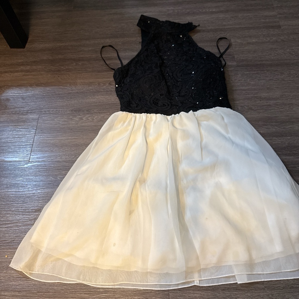 Speechless Black and Cream Mini Dress